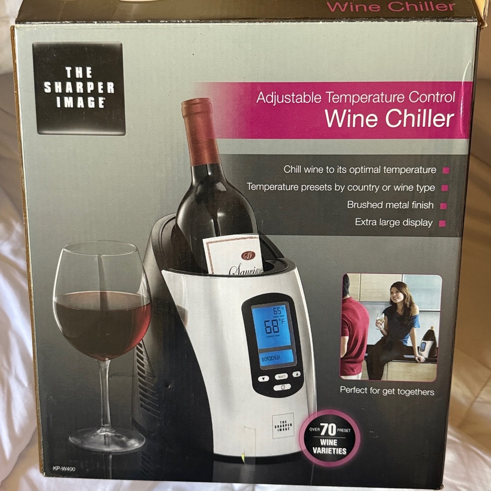 Sharper Image Silver and Black Wine Chiller